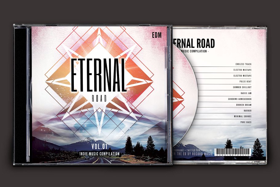 音乐CD封面设计模板 Eternal Road CD Cov