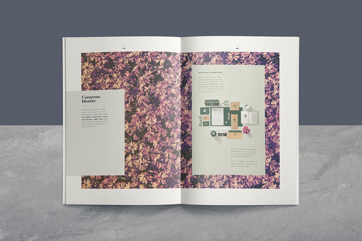 时尚高端多用途的品牌手册画册杂志设计模板 wild bloo