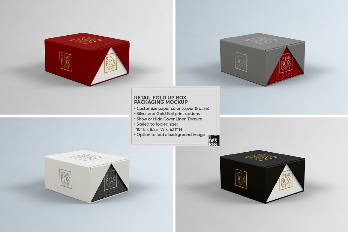 有创意的双层包装盒设计展示样机 Fold Up Retail