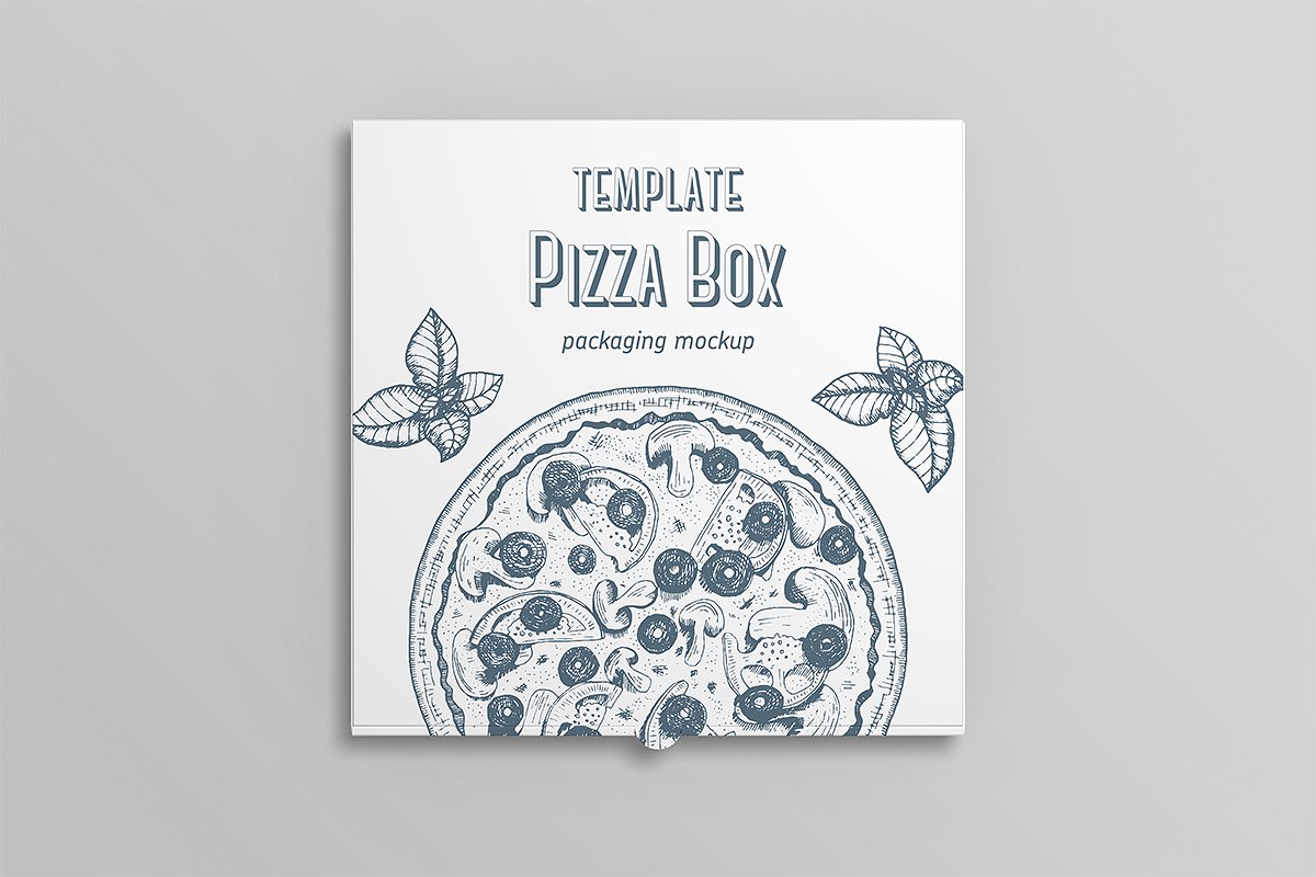 精致的食品包装青花瓷色披萨盒子PIZZA BOX MOCKU