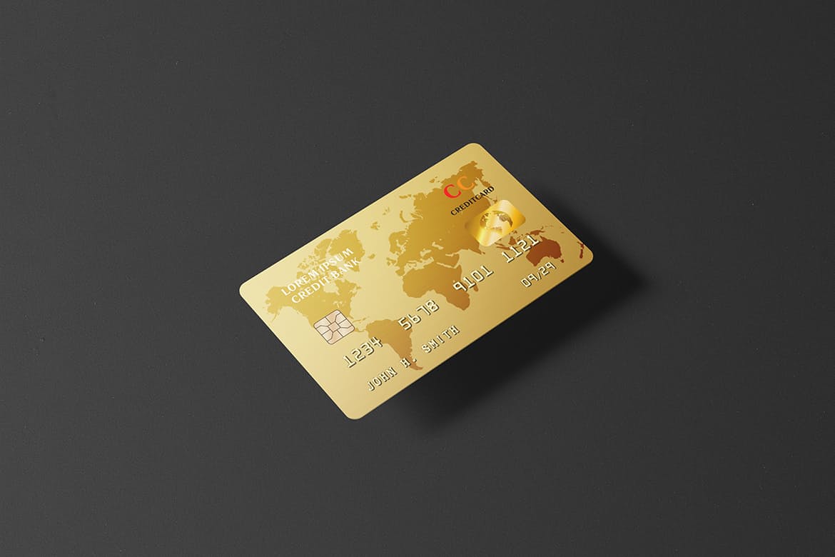 金色世界地图模型高分辨率Golden Credit Card