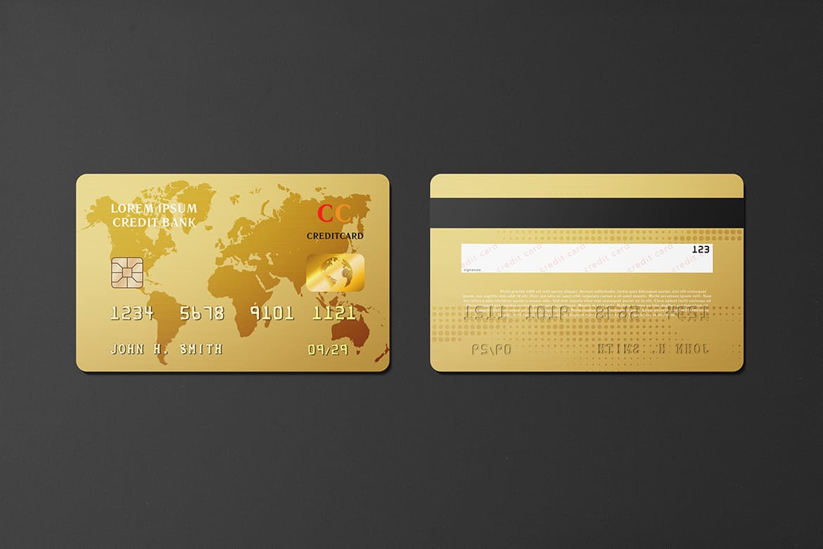 金色世界地图模型高分辨率Golden Credit Card
