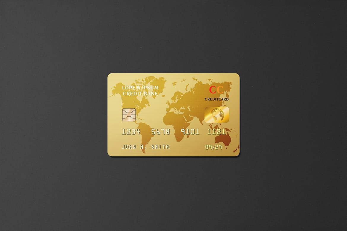 金色世界地图模型高分辨率金卡信用卡银行卡 Golden Cr