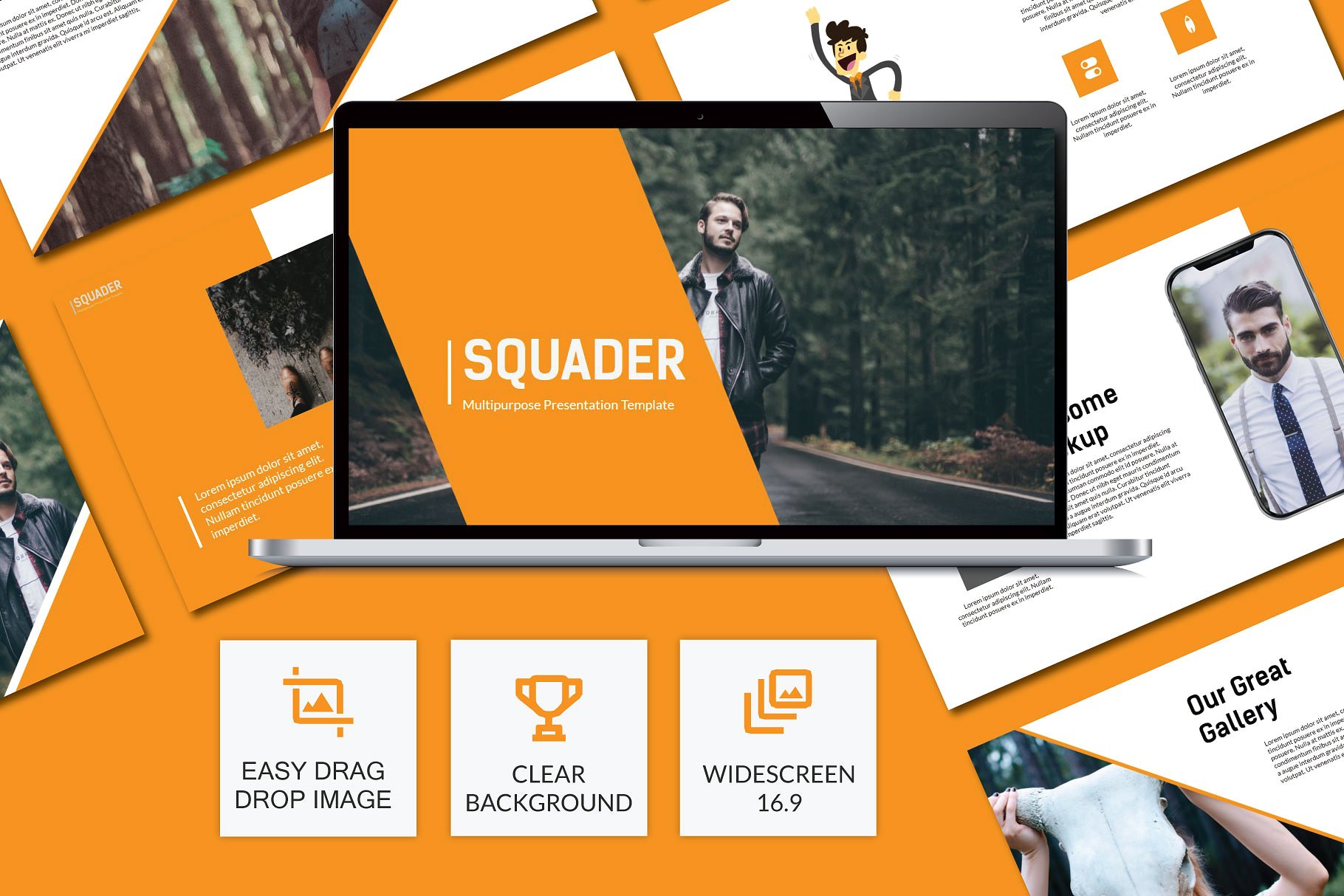 设计精美且功能强大的创意演示模版Squader Creati