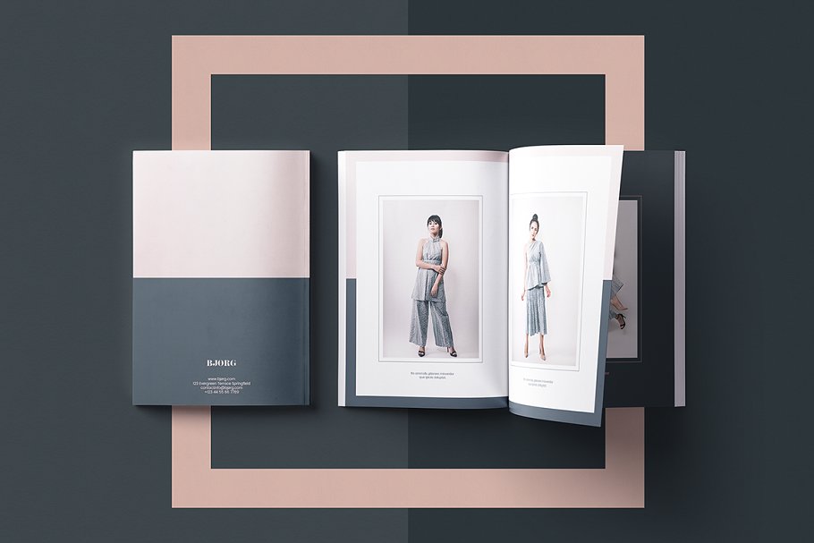 高端时尚杂志品牌手册画册设计模板 bjorg lookboo