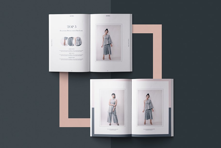 高端时尚杂志品牌手册画册设计模板 bjorg lookboo