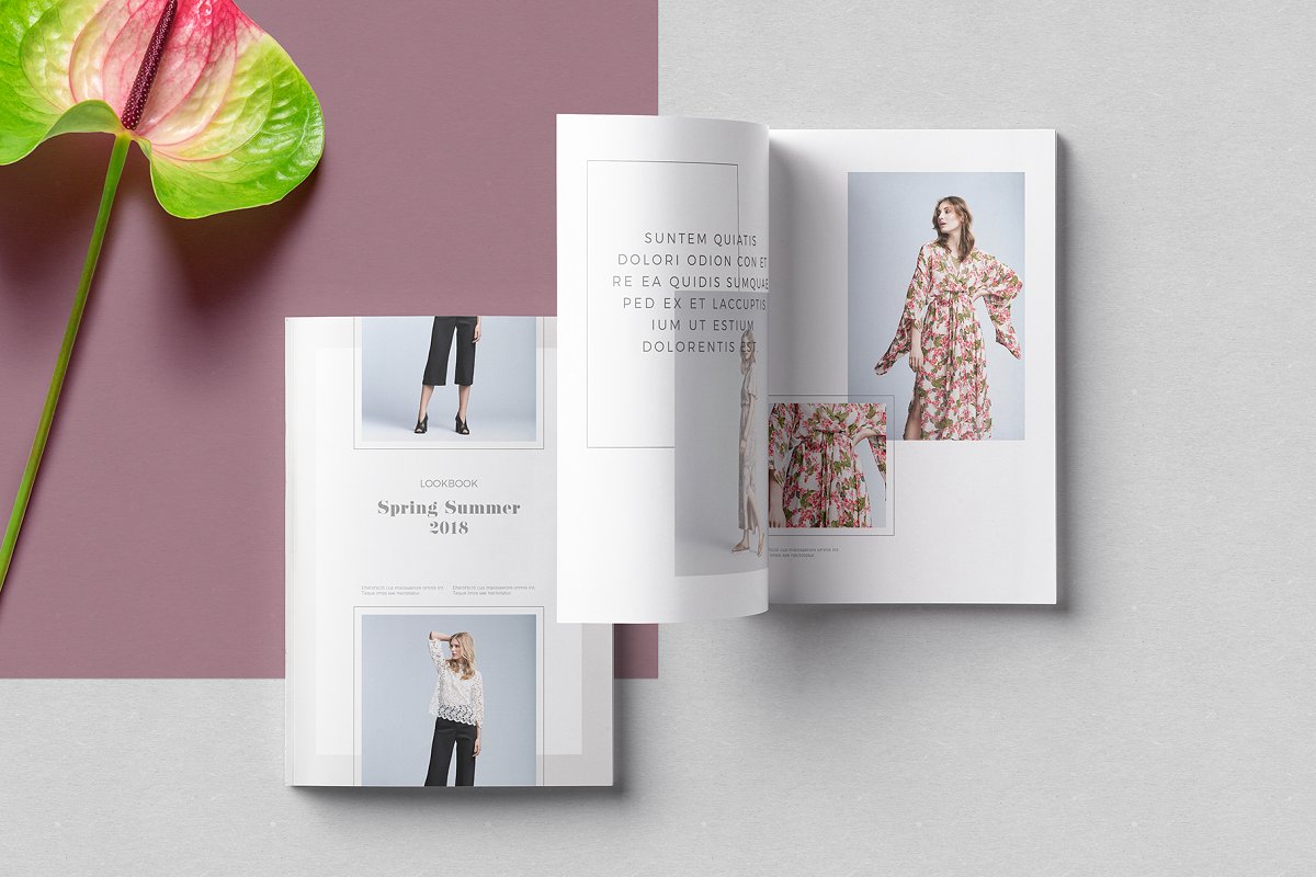 时尚杂志品牌手册画册设计模板 Pleuvoir Lookbo