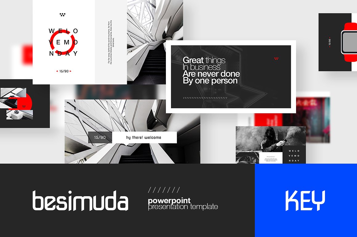 设计感极强的独特高端商业演示模板 Besimuda Keyn