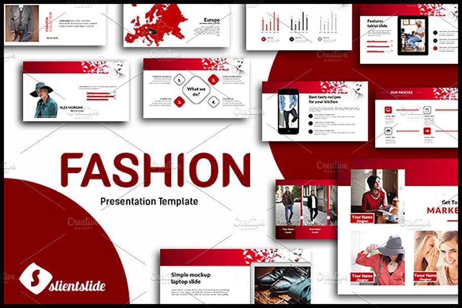 实用的红色系PPT模版Fashion Presentatio