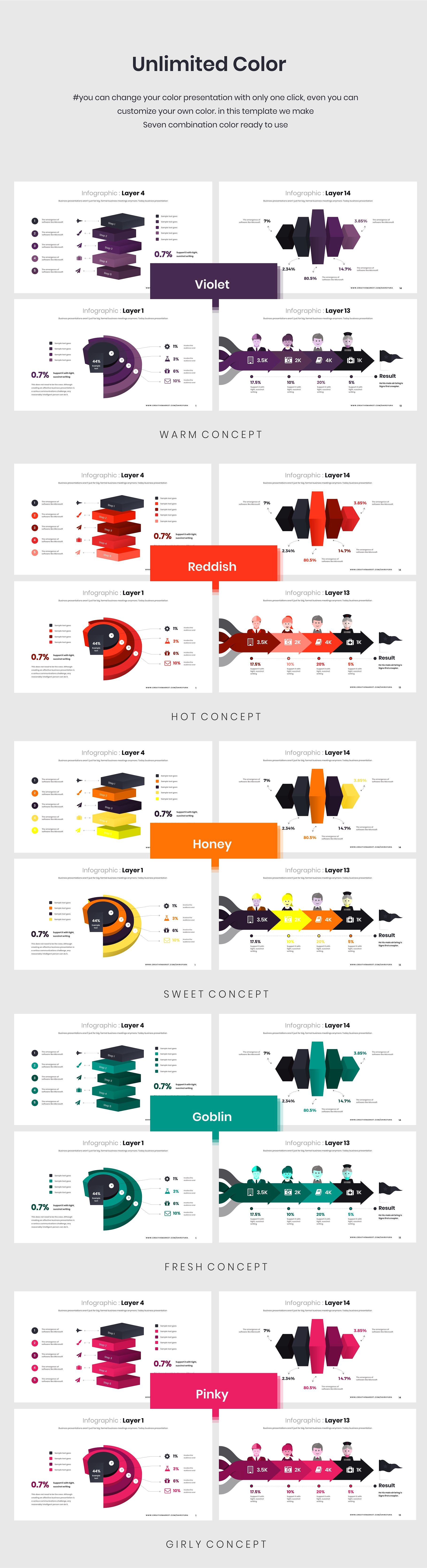 高级配色多功能大数据图表幻灯片 Layer Infograp