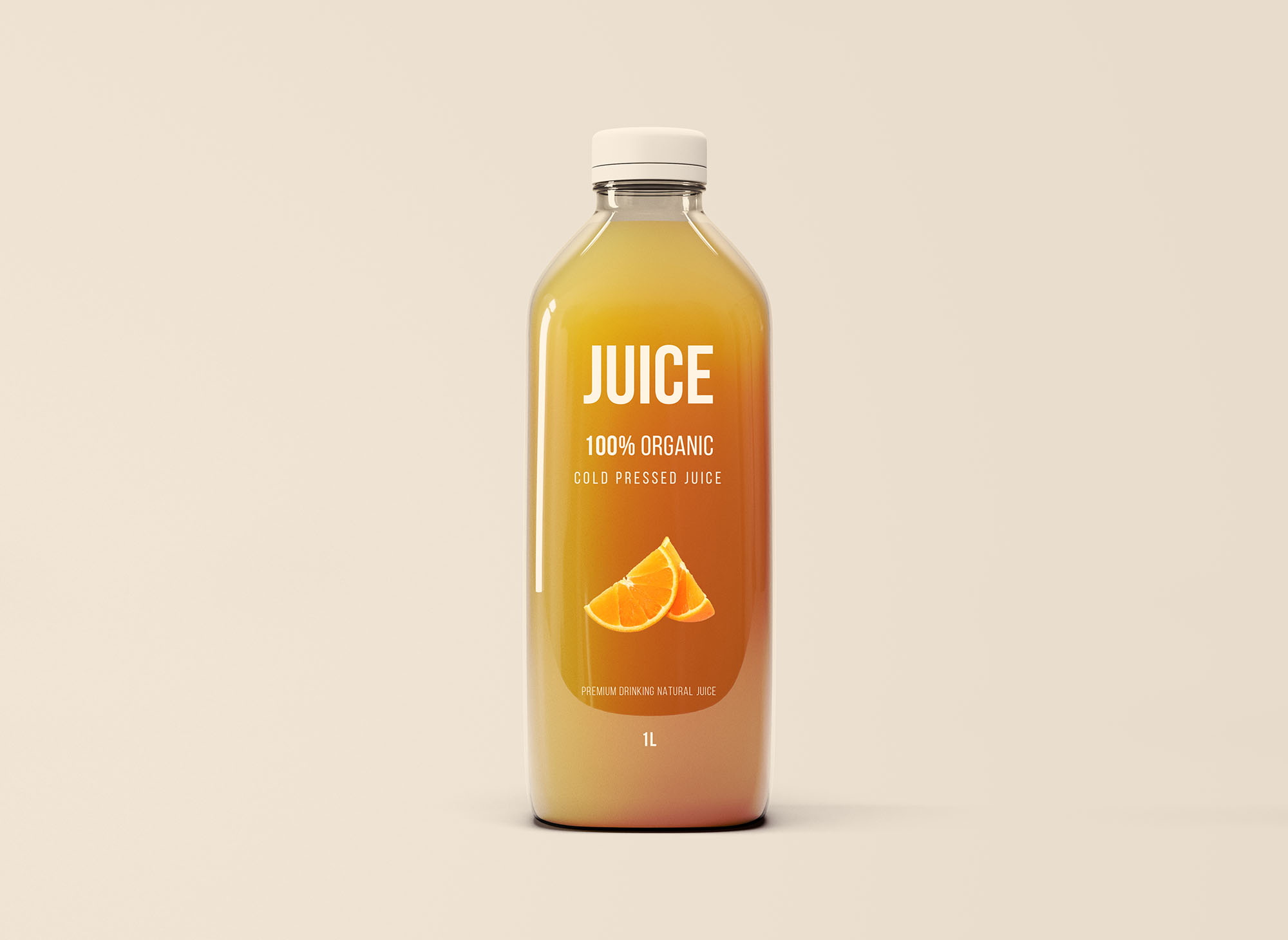 高品质的1L果汁包装设计VI样机Big Juice Bott