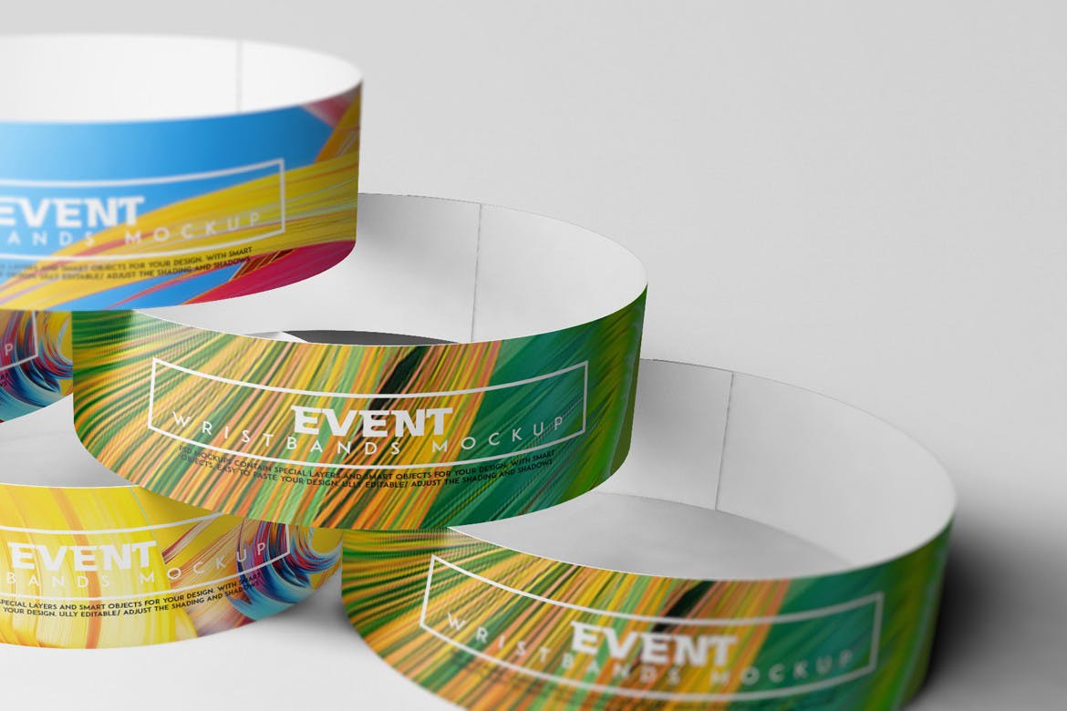 时尚高端腕带设计VI样机event-wristbands-m