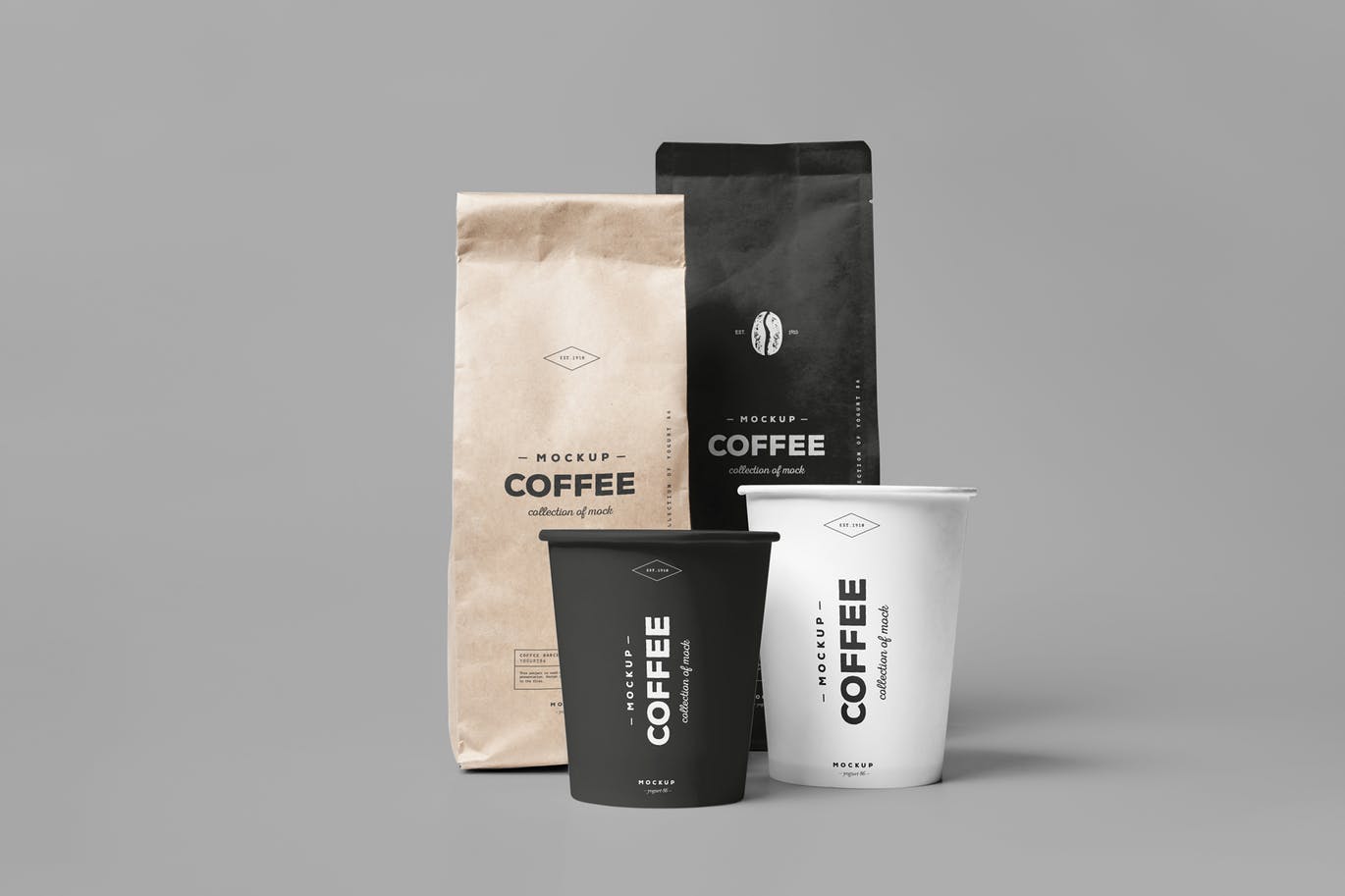 高端品牌咖啡店咖啡包装模型设计模板 Coffe Mock-u