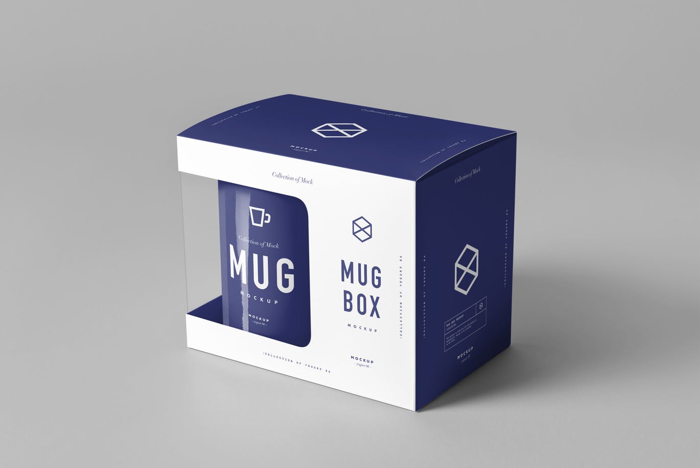 各种视觉角度蓝白马克杯杯子包装盒设计模型 Mug &