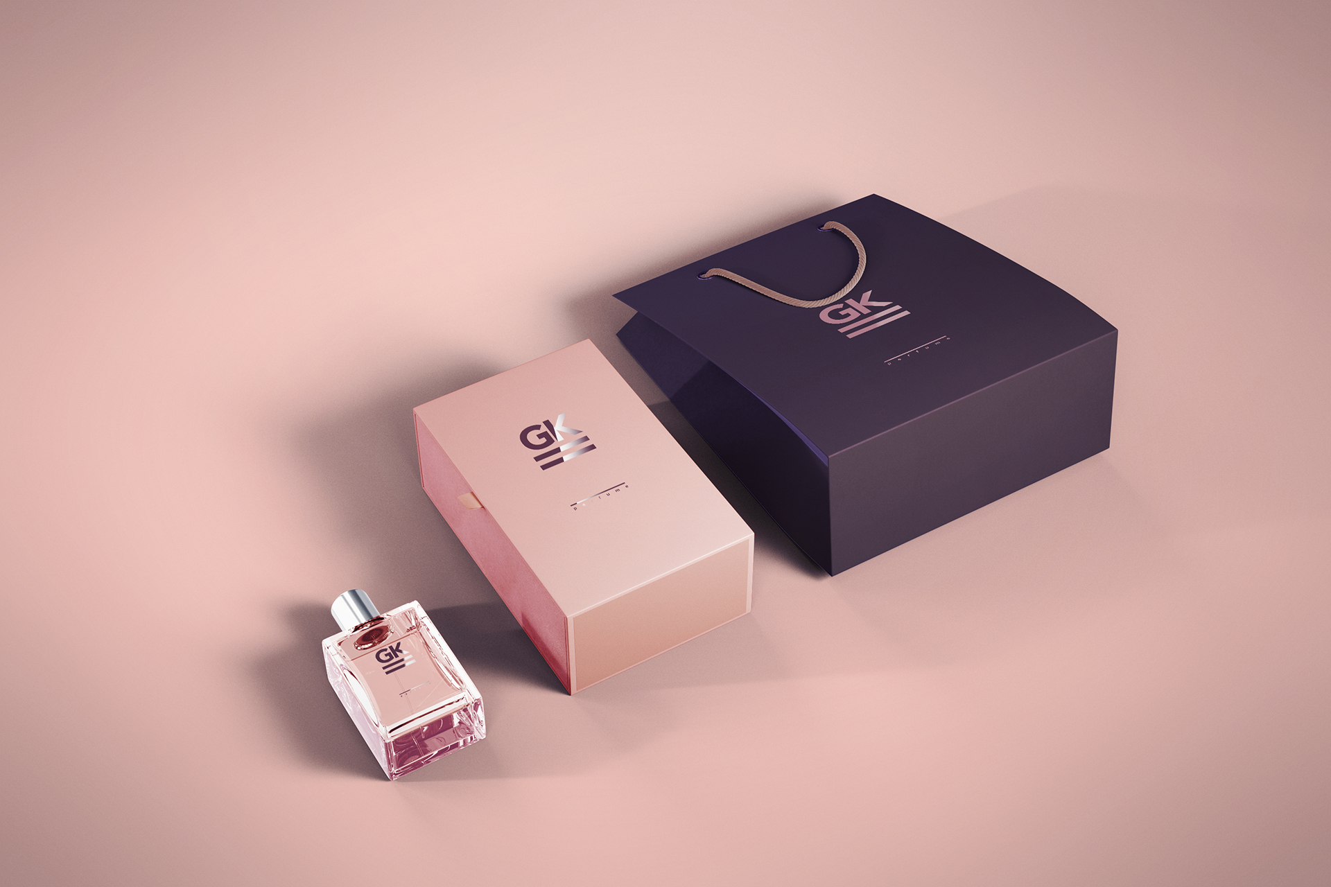 高品质高端高档香水包装盒玻璃瓶子样机模板 Perfume M