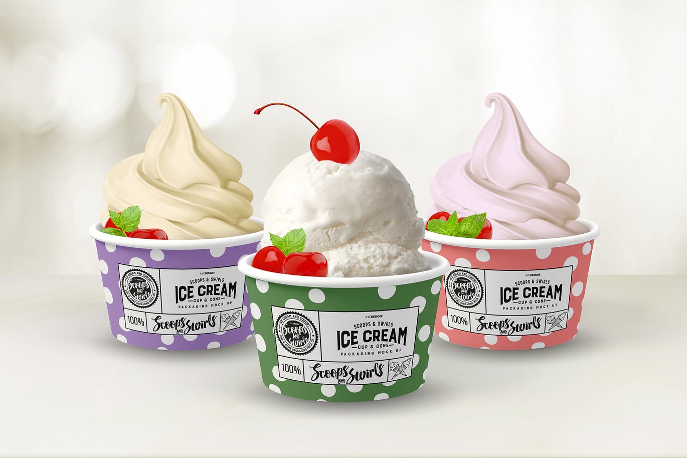 冰淇淋纸杯纸筒包装展示模型 Ice Cream or Yog