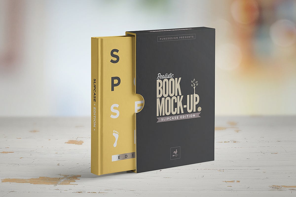 高品质的时尚高端精装书籍 book-mock-up-slip