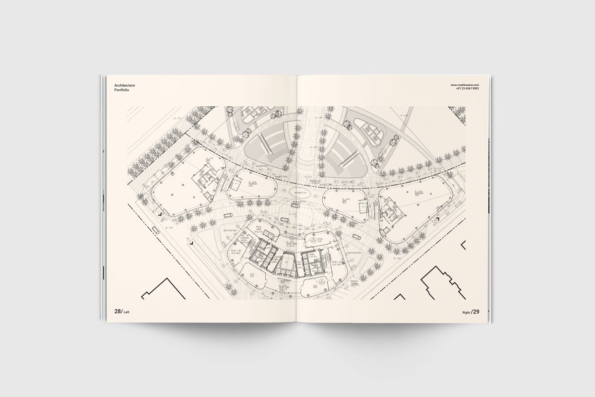 简约时尚现代建筑风格杂志设计模板合集 Architect P