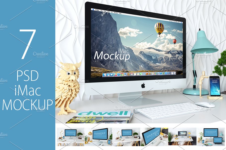 明亮工作场景的iMac样机 iMac Mockup #141