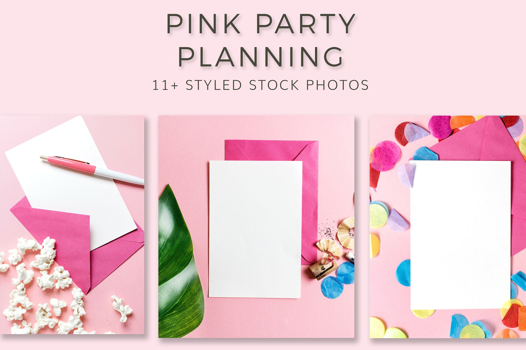 粉红派对平面设计套装 Pink Party Stationa