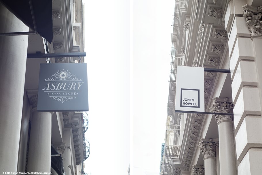 美国纽约店招贴图样机设计素材Shop sign mockup