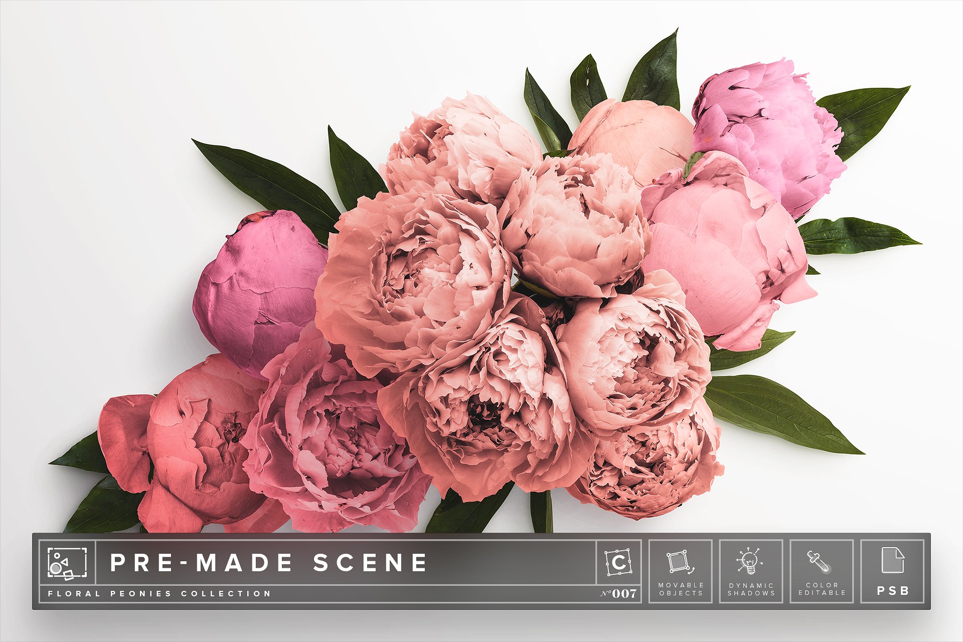 牡丹花卉场景样机 Floral Peonies Mockup