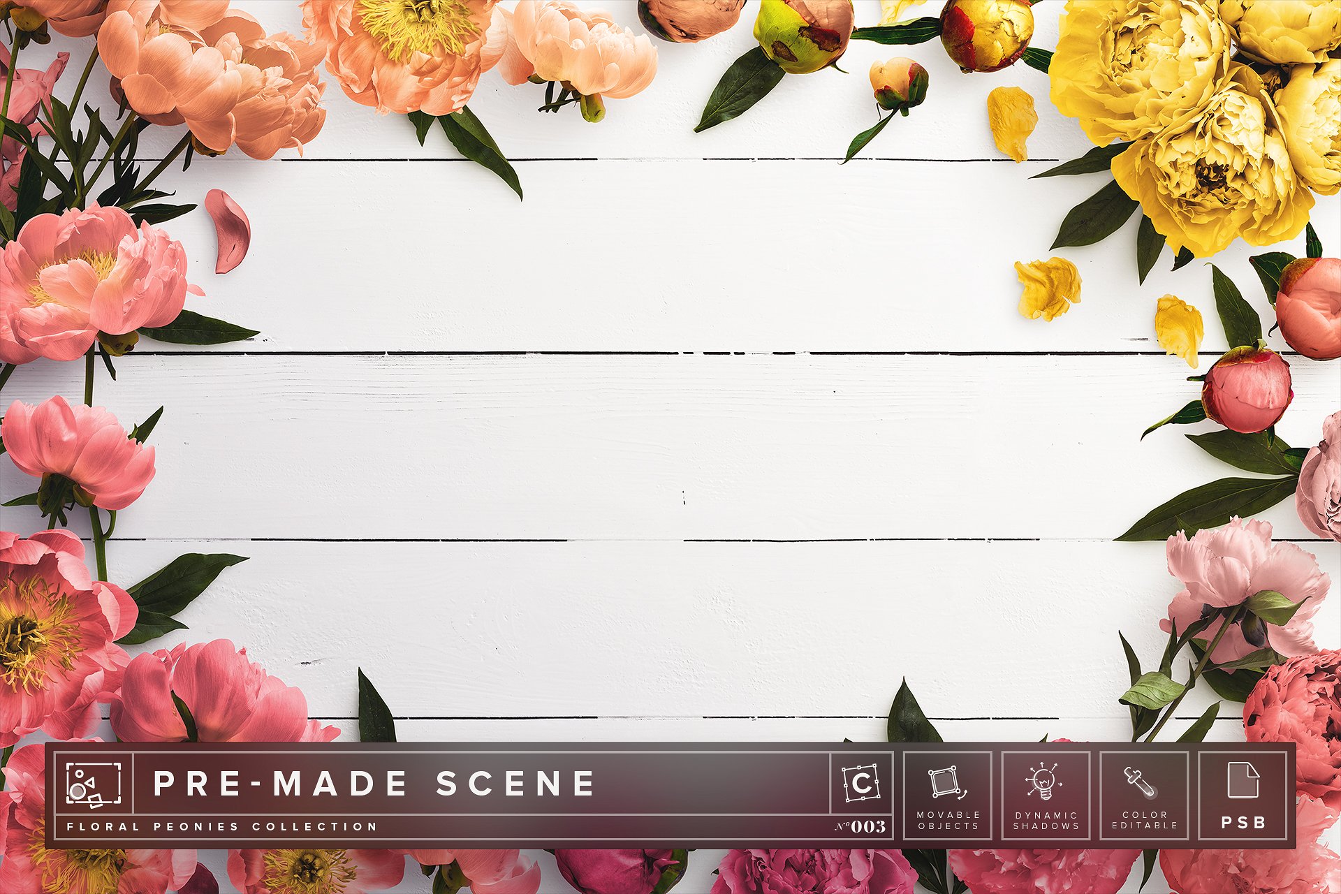 花卉样机素材 Floral Peonies Mockup S