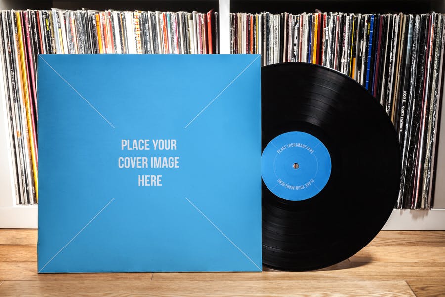 黑胶唱片和专辑封面设计VI样机vinyl-record-al