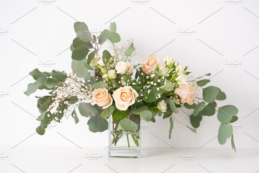 春天主题婚礼花卉背景贴图样机 Floral Bundle: