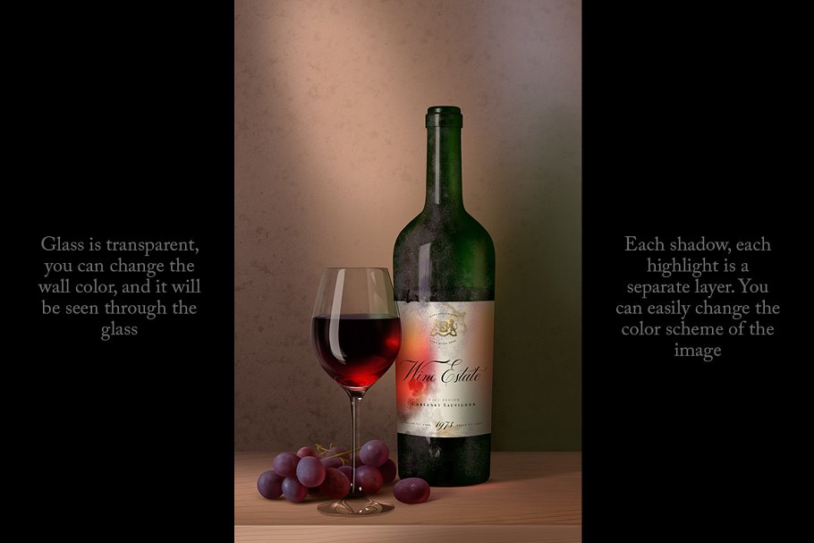 好用的红酒包装设计样机素材 Aged Wine Mock-U