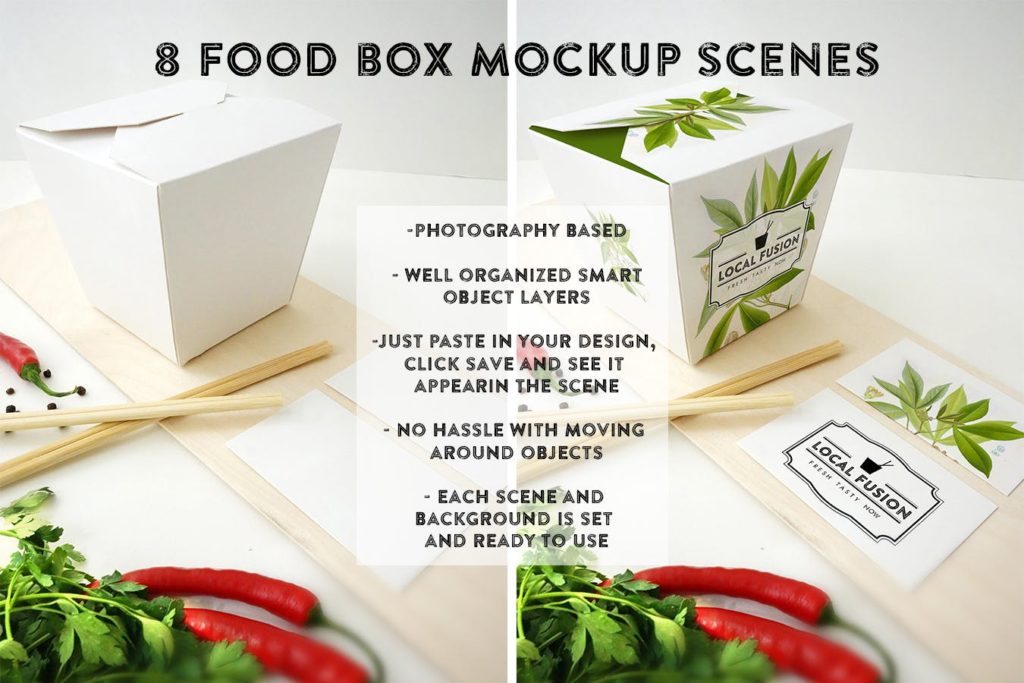 食品盒子包装模型HQ摄影筷子包装Food Box Mocku