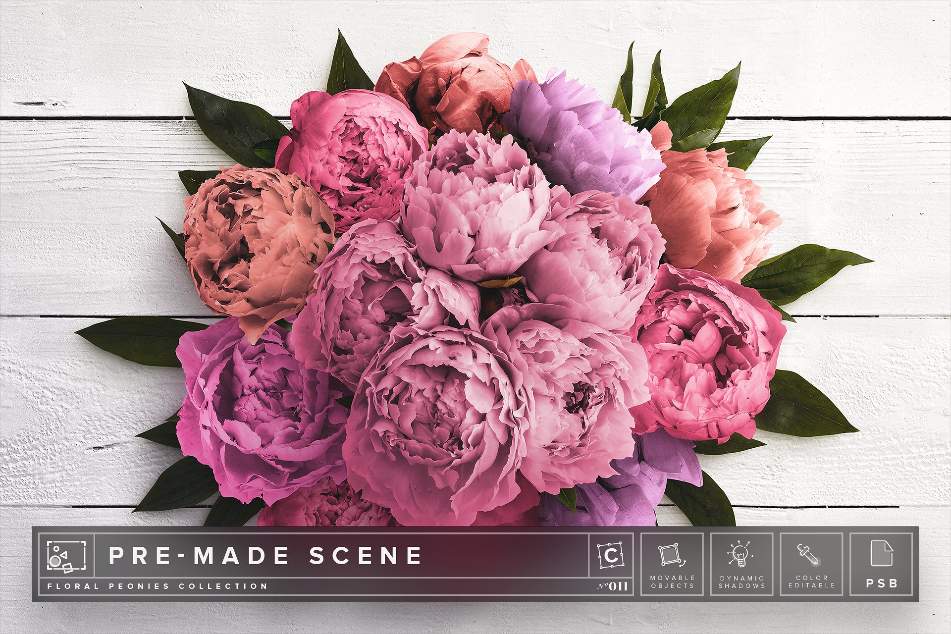 花卉样机场景 Floral Peonies Mockup S