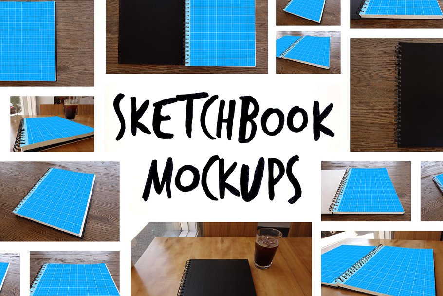 记事本封面设计样机 15 Sketchbook Mockup