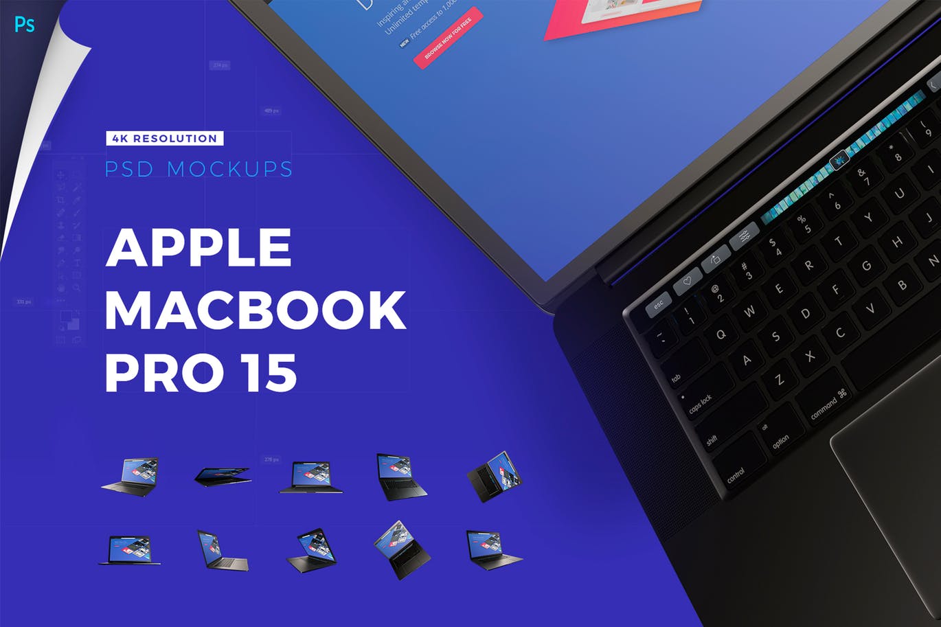 带Touchbar的Apple Macbook Pro展示模