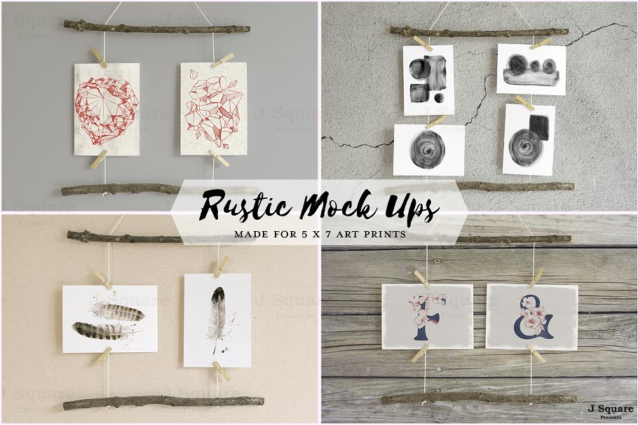 纯粹的背景环境展示样机 Rustic Mock Ups #7