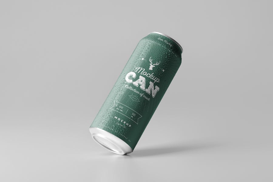 高端的逼真高品质啤酒饮料易拉罐包装设计can-mock-up