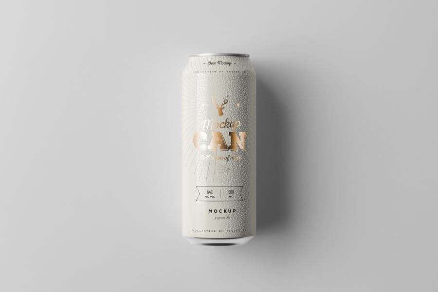 高端的逼真高品质啤酒饮料易拉罐包装设计can-mock-up