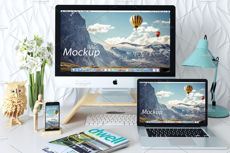 苹果设备响应式网页设计展示 imac iphone macb
