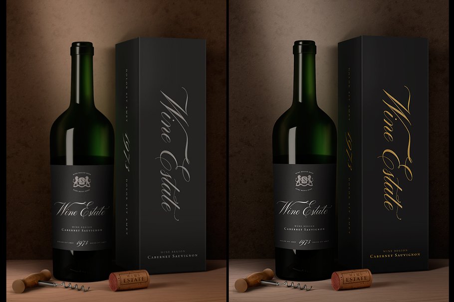红酒包装设计展示模型样机 Wine Packaging Mo