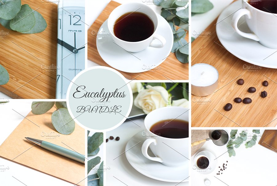 商业咖啡场景的样机 Eucalyptus BUNDLE fo