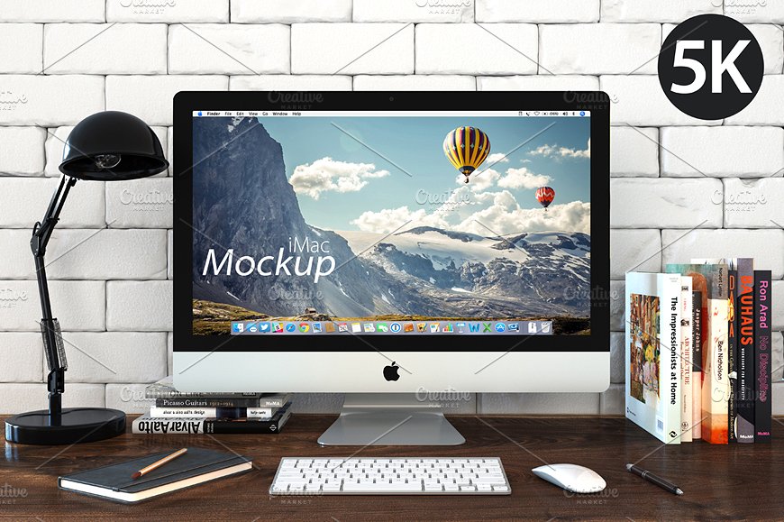 办公场景的 iMac 5K 版 体机洋酒 iMac mock