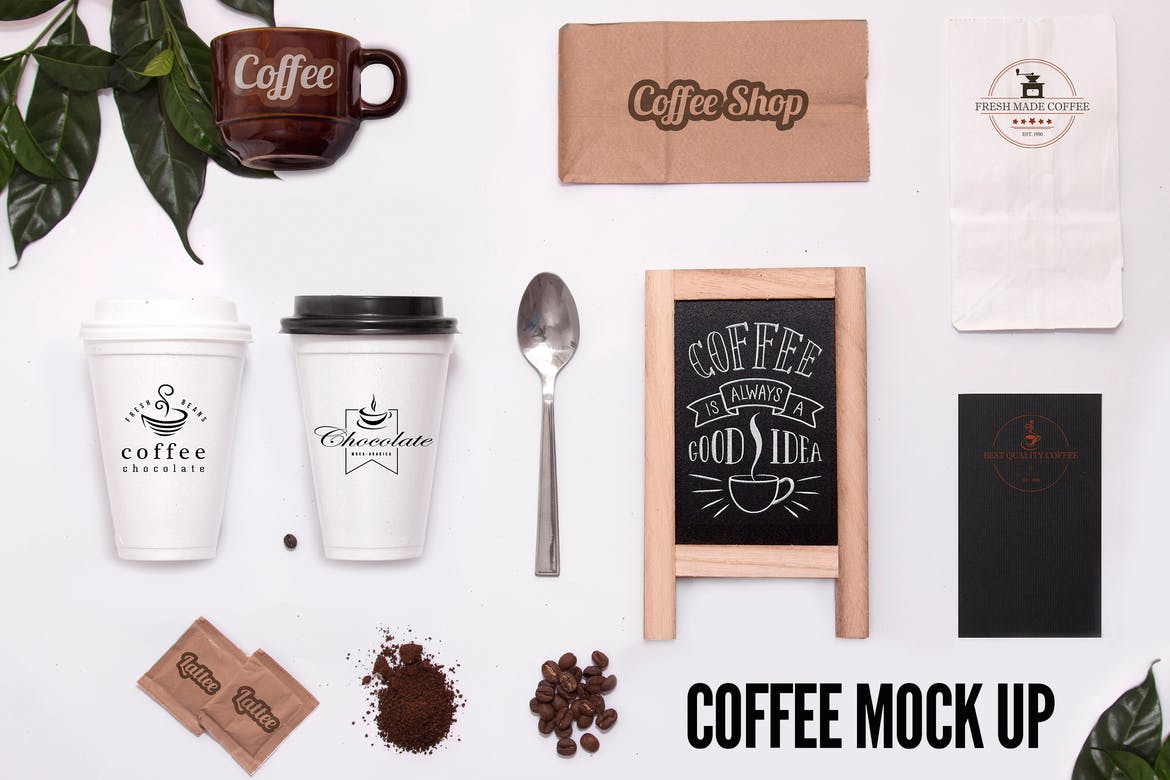 高级高端咖啡定咖啡杯元素智能对象Coffee Mock Up