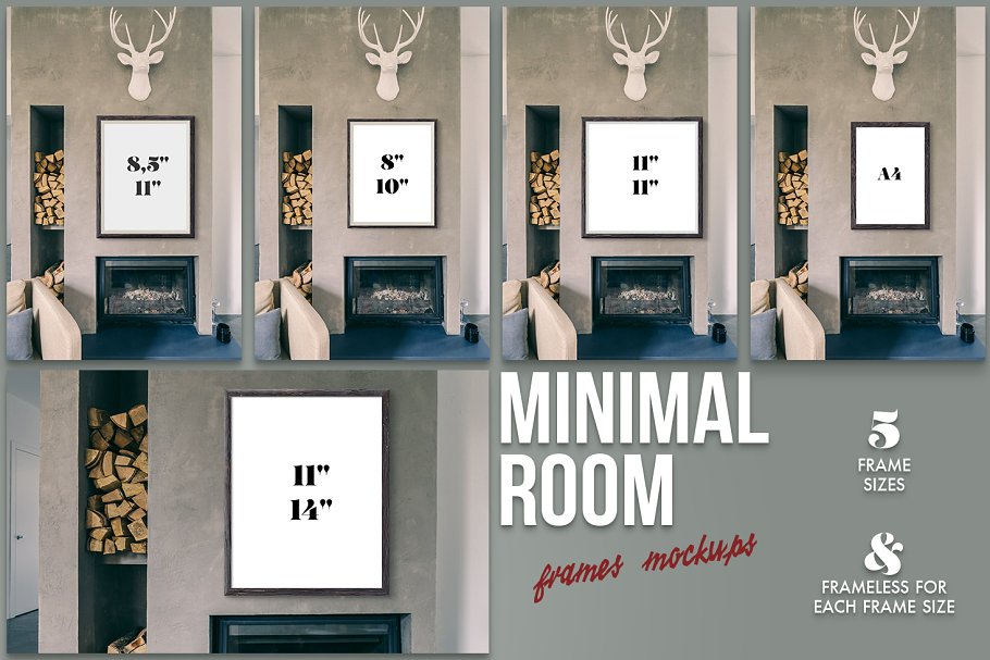 西方现代室内画框相框样机模板Minimal-Room-Fra