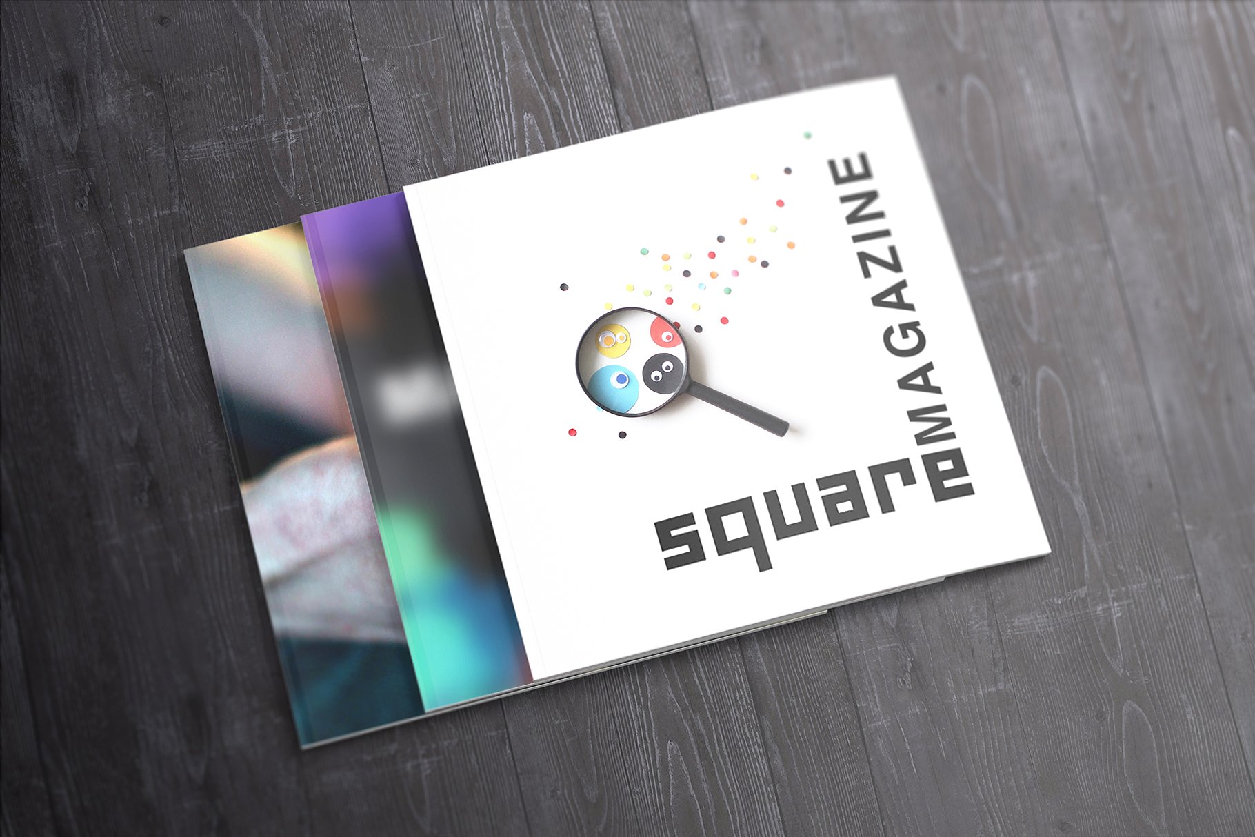 方形翻页的画册设计展示样机 Square Magazine