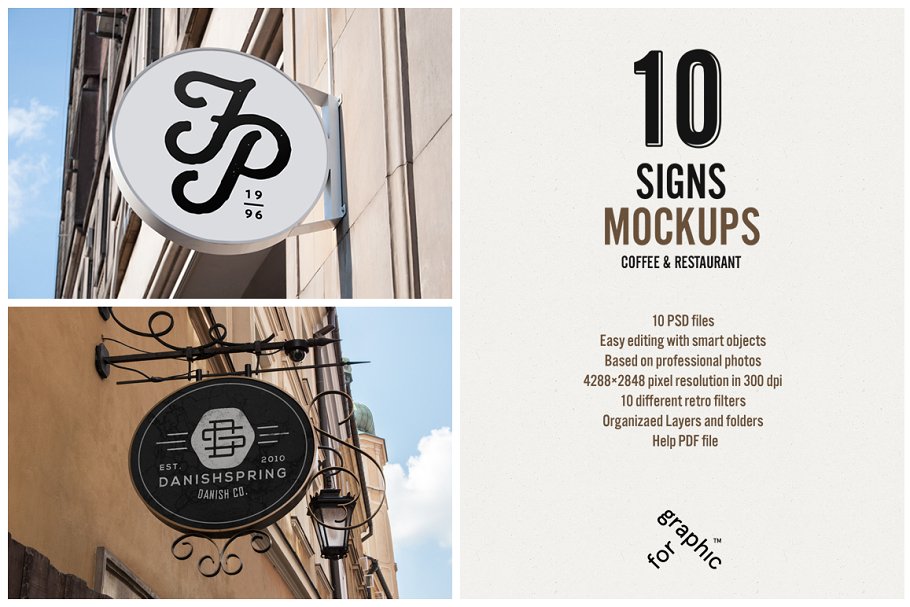 商店店铺招牌设计样机 10 Signs Mockup Res