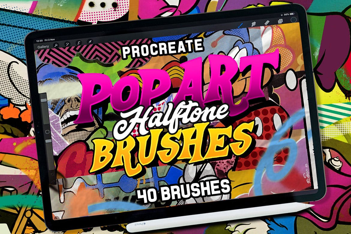 时尚街头涂鸦风格的POP ART HALFTONE BRUS