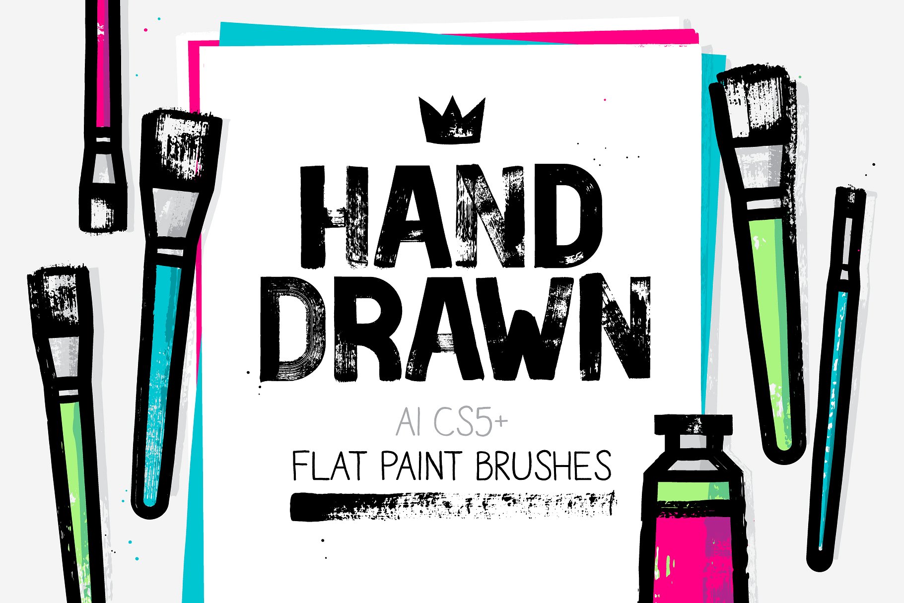 肌理笔刷下载 AI flat paint brushes #