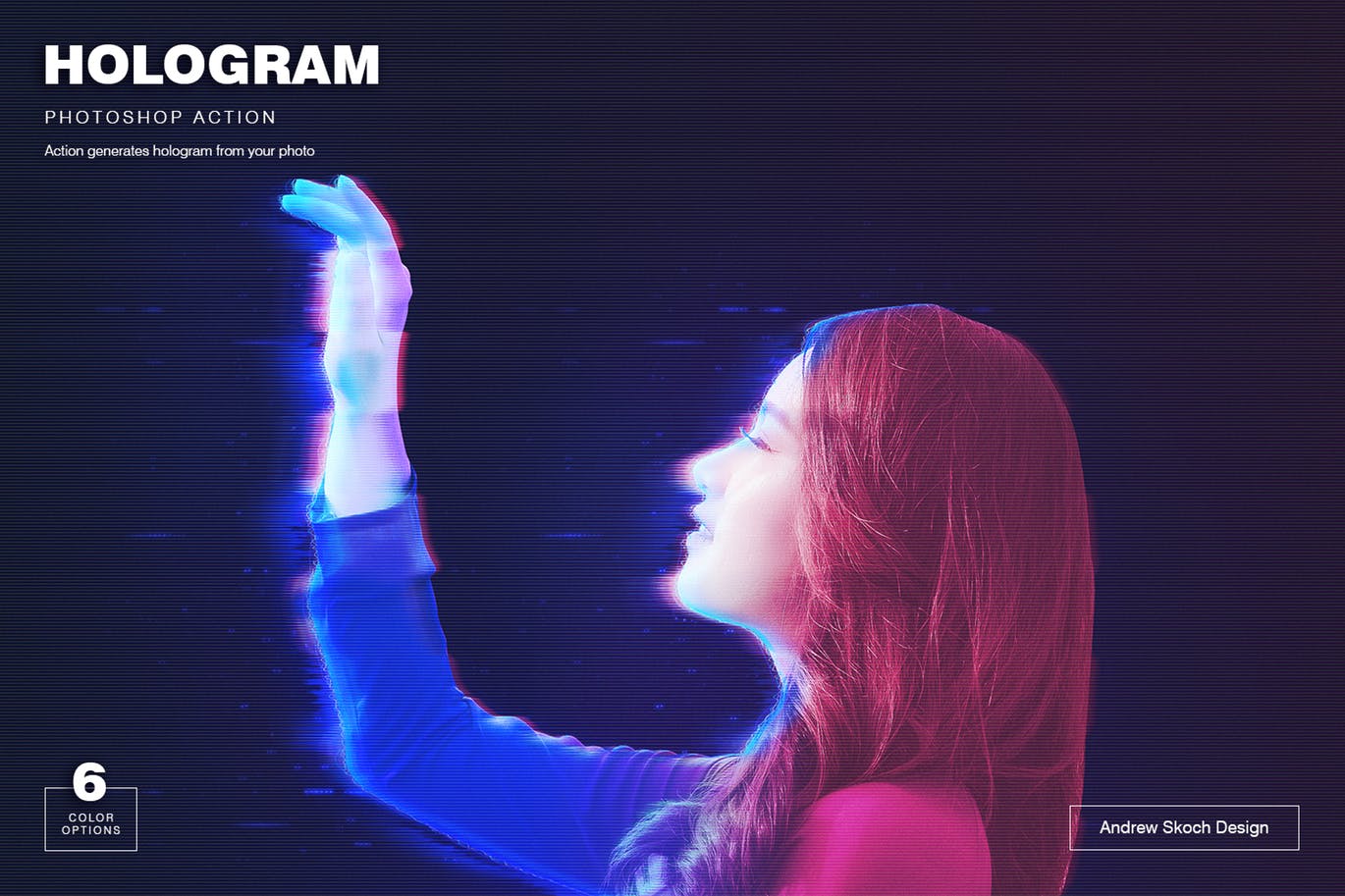 全息彩色动感线条在线游戏创意效果Hologram Photo