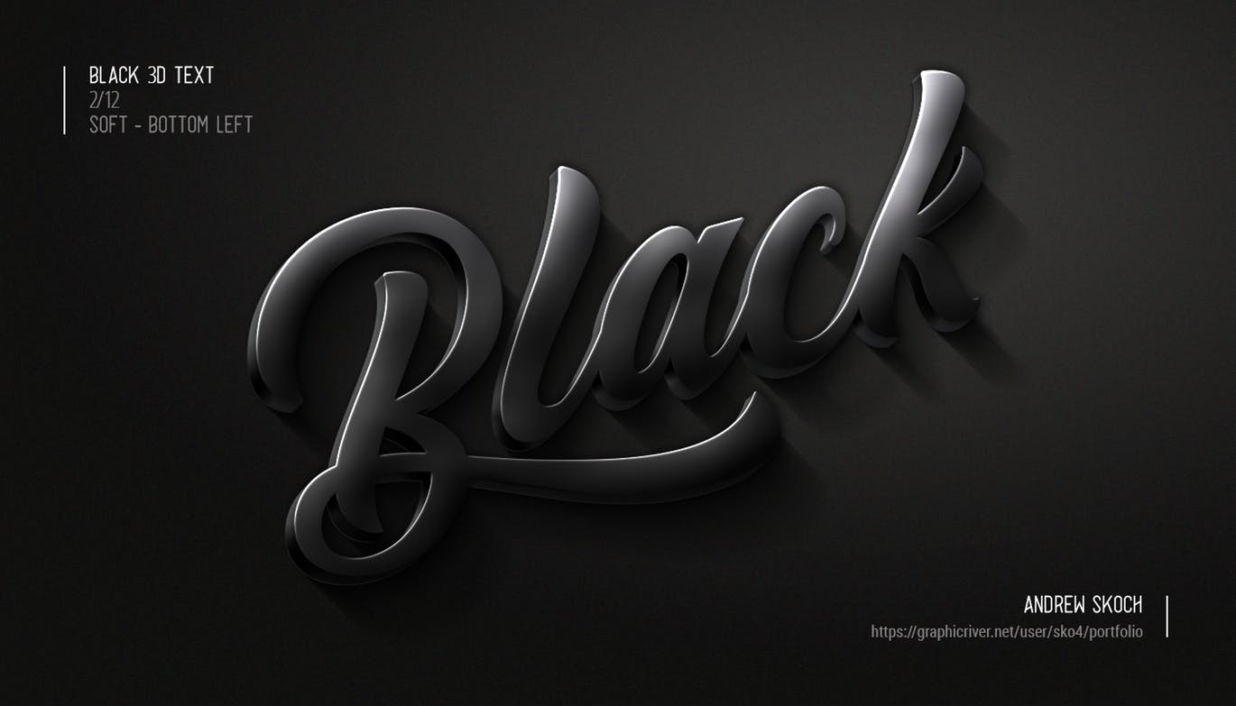 时尚高端黑色质感的3D立体3d-black-photosho