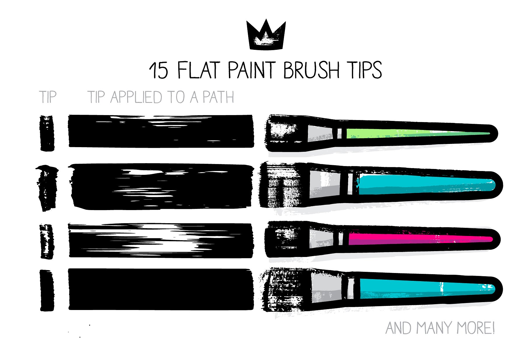 肌理笔刷下载 AI flat paint brushes #